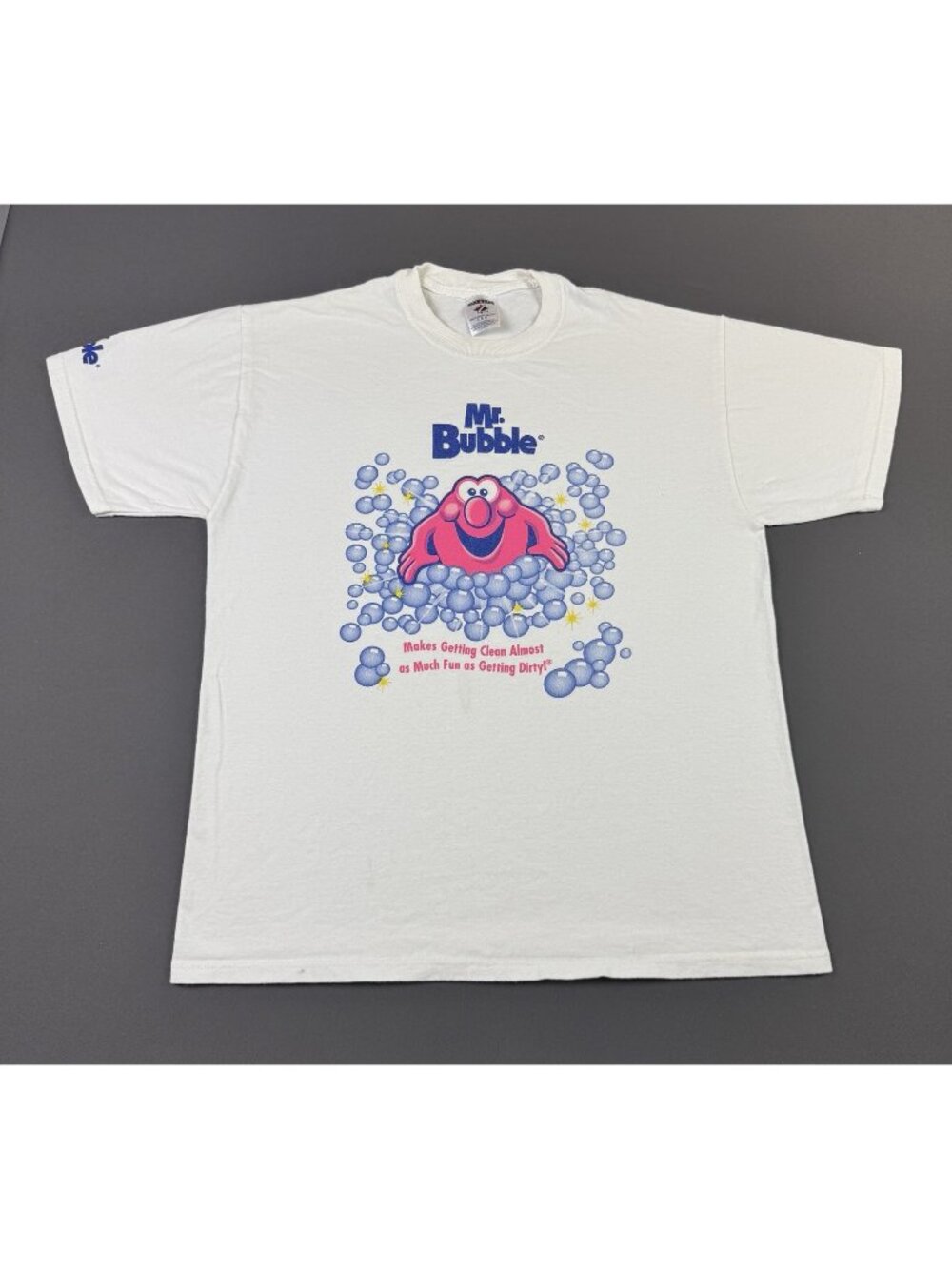 Rare Vintage 90s Mr. Bubble Bath Time Buddy Soap Art Promo White Large Shirt